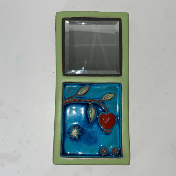 Eartha Handmade Pottery Tile Glazed with Mirror P. Collery Stamp - Picture 11 of 12